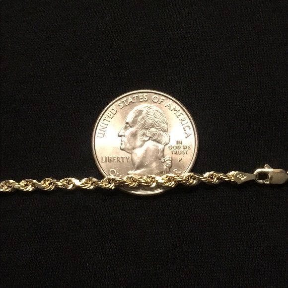 Real 14k Hollow Gold Rope Chain 22in 3mm - Picture 2 of 3